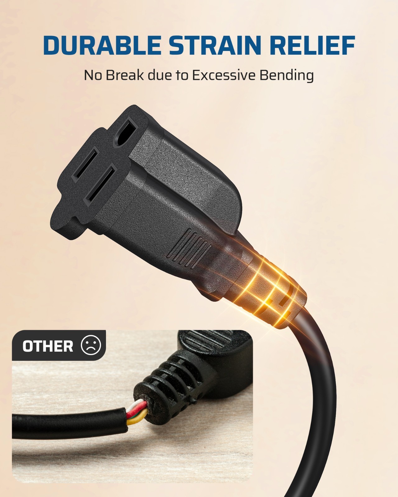 DEWENWILS 360 Rotating Flat Plug Extension Cord 1FT Short Power Cord 3PK