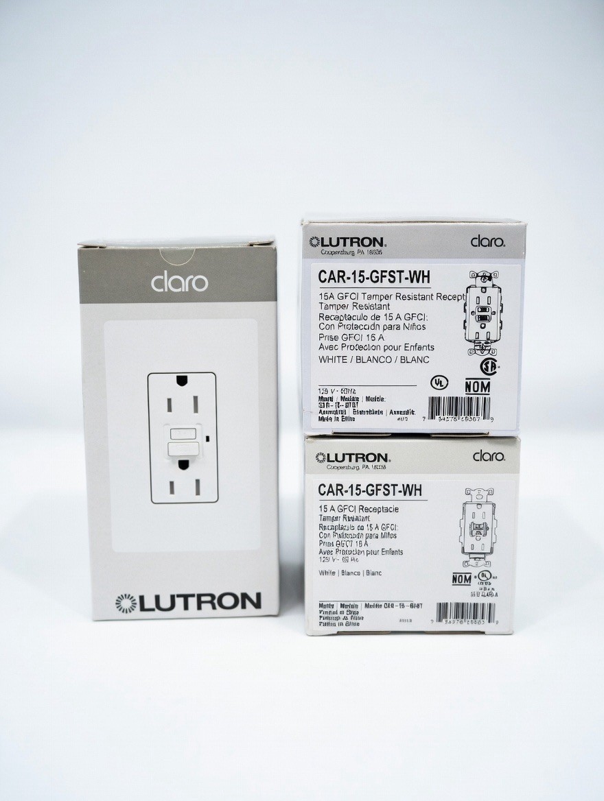 Lutron Claro CAR-15-GFST-WH Tamper Resistant Duplex 15A GFCI – White Finish