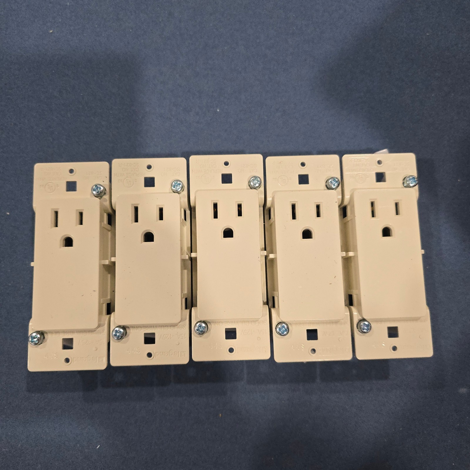 (5) P&S Slater Self Contained Single Outlet Receptacle SC-821, 15A 125V, Almond