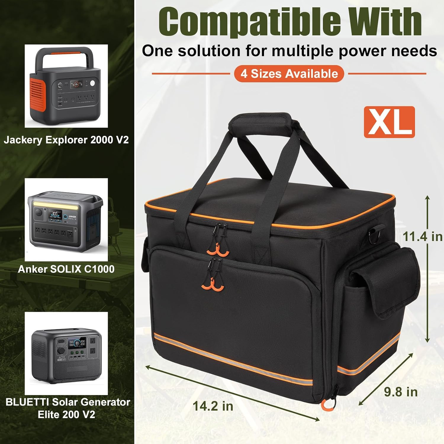 Portable Power Station Bag Compatible with Jackery Explorer 2000 V2, Features Ch