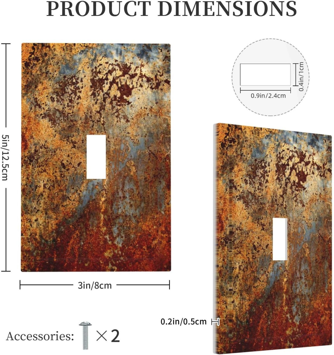 Burnt Red/Orange/Brown Rust Metal Rusty Decorative Single Toggle Light Switch