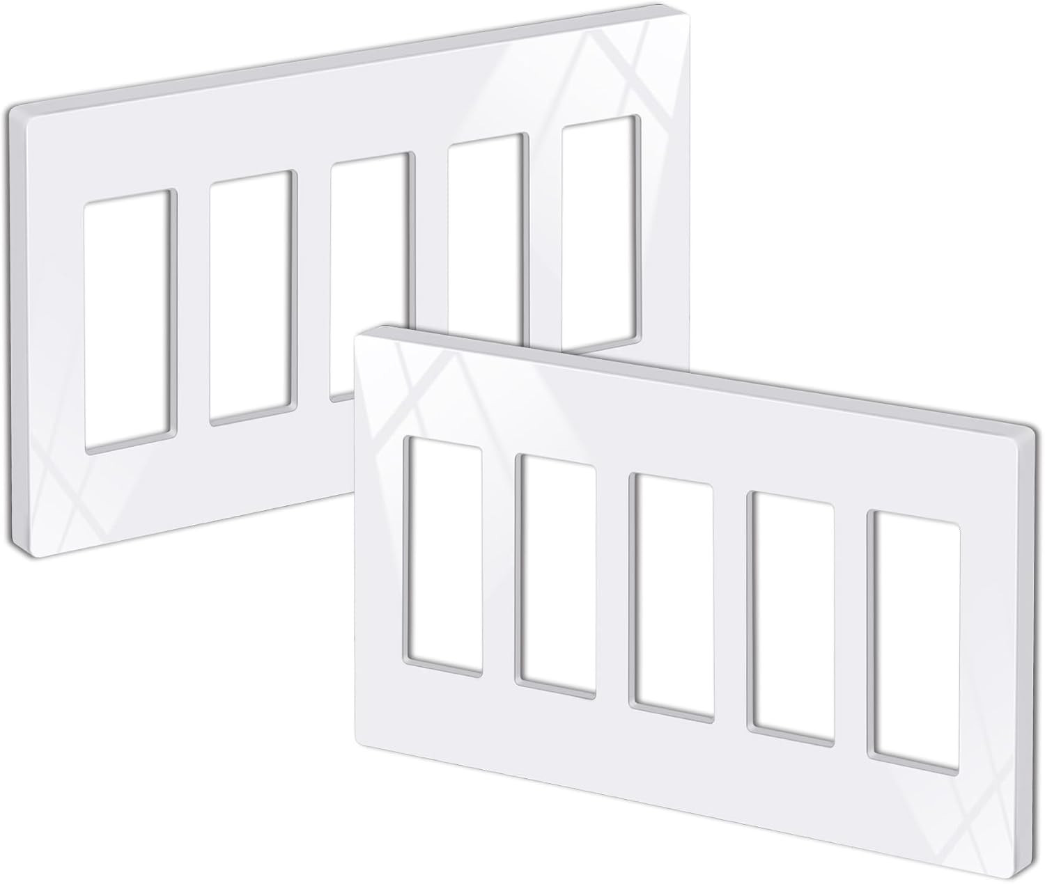 50 Pack 1 Gang Screwless Decorator Wall Plate, USWP6 Gloss Snow White, Decorativ