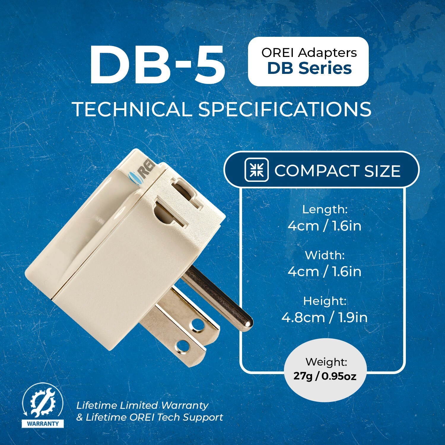 OREI 2 in 1 USA Travel Adapter Plug – UK/EU to US Type B -Grounded Universal