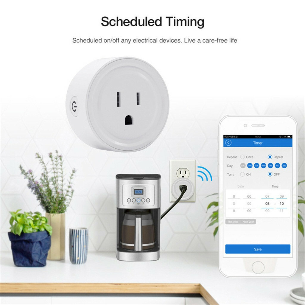 WiFi Socket Smart Outlet US Plug Power Switch For Google Home App Control