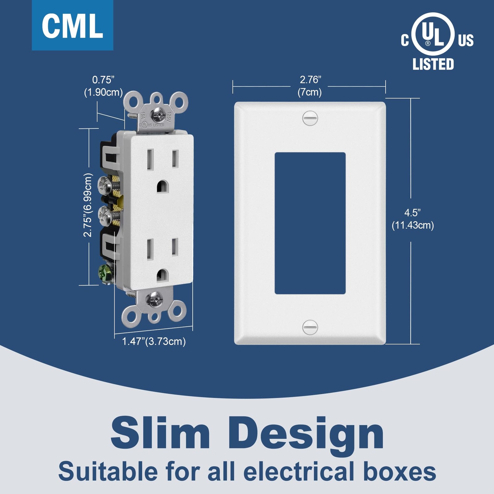 Cml Matte White Decorator Wall Receptacle Outlet Childsafe Tamper Resistant 15 A