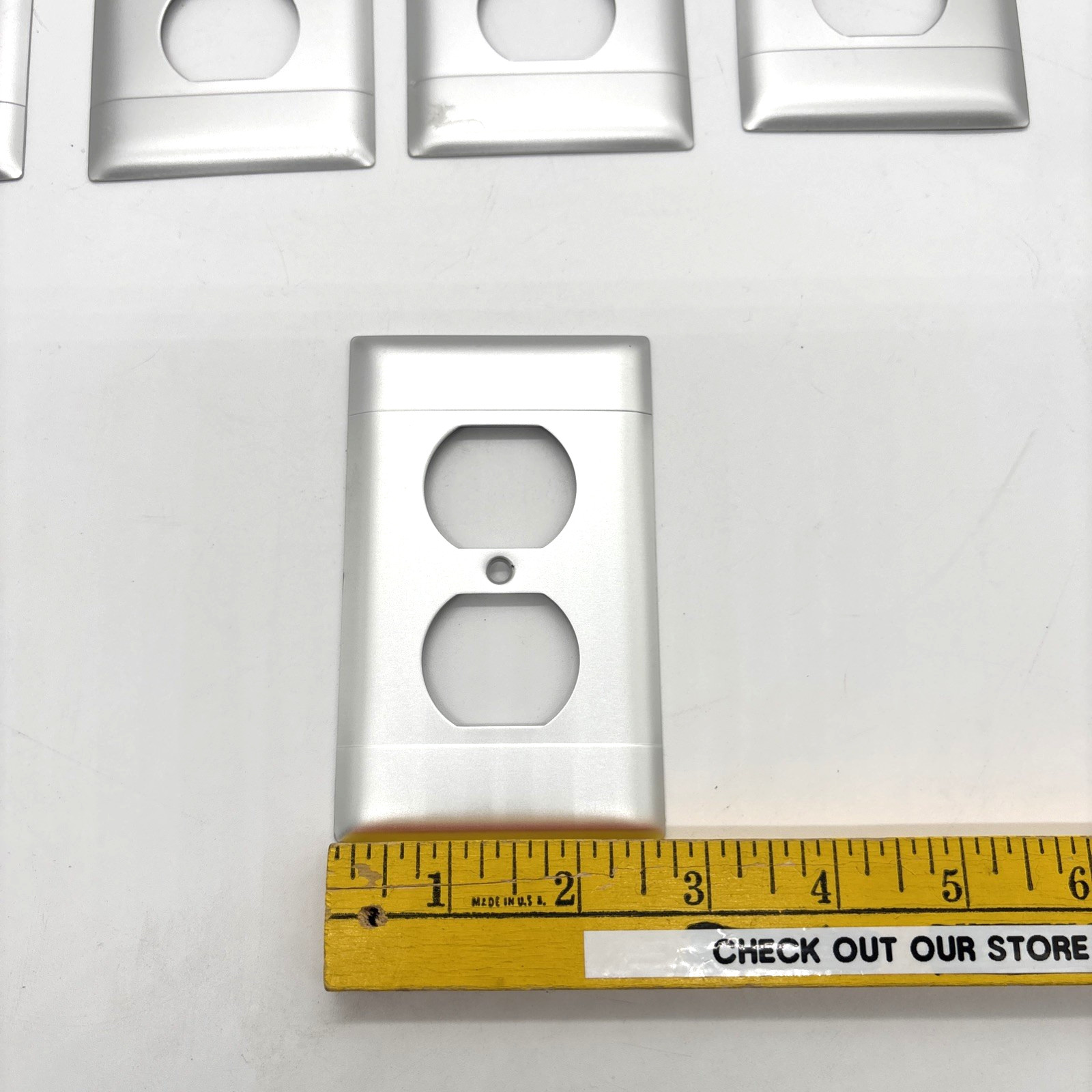 5 Brushed Stainless Metal Outlet Covers W/ Screws New Open Modern Smooth