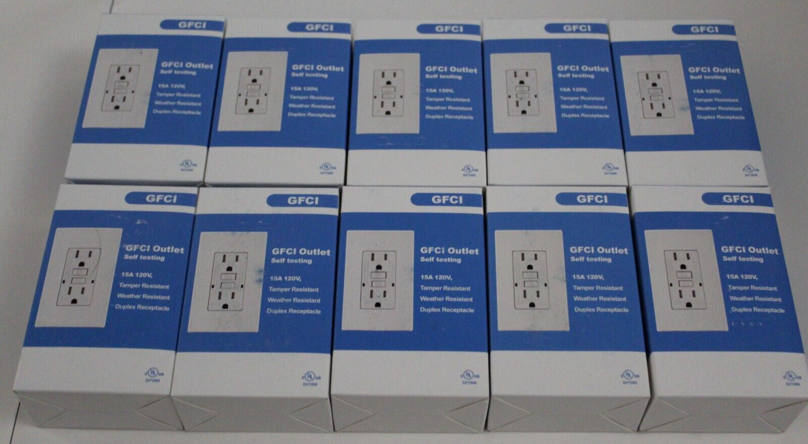 10 Micmi GFCI Self Testing Outlet 15A 120V, Tamper Resistant White Plate New