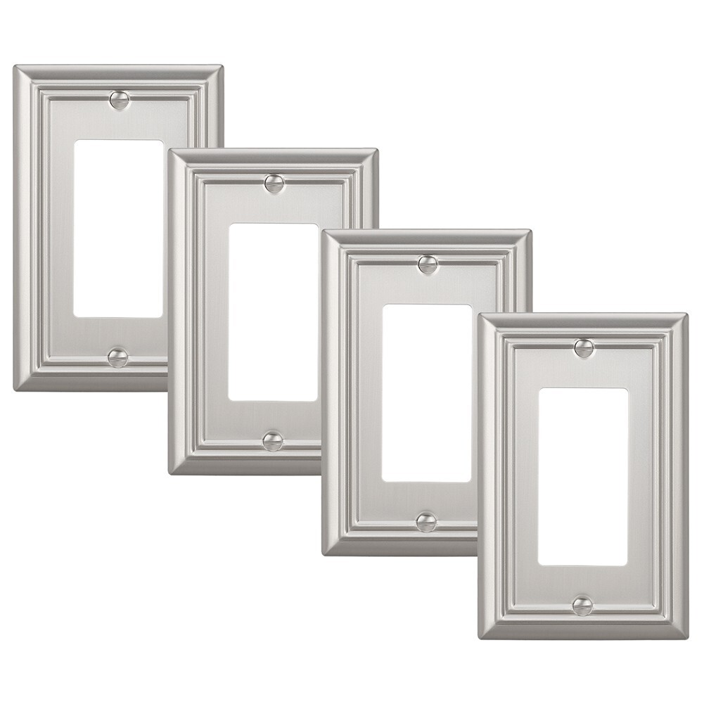 DEWENWILS 4 Pack Metal Wall Outlet Cover Decorator Wall Plates for Receptacle