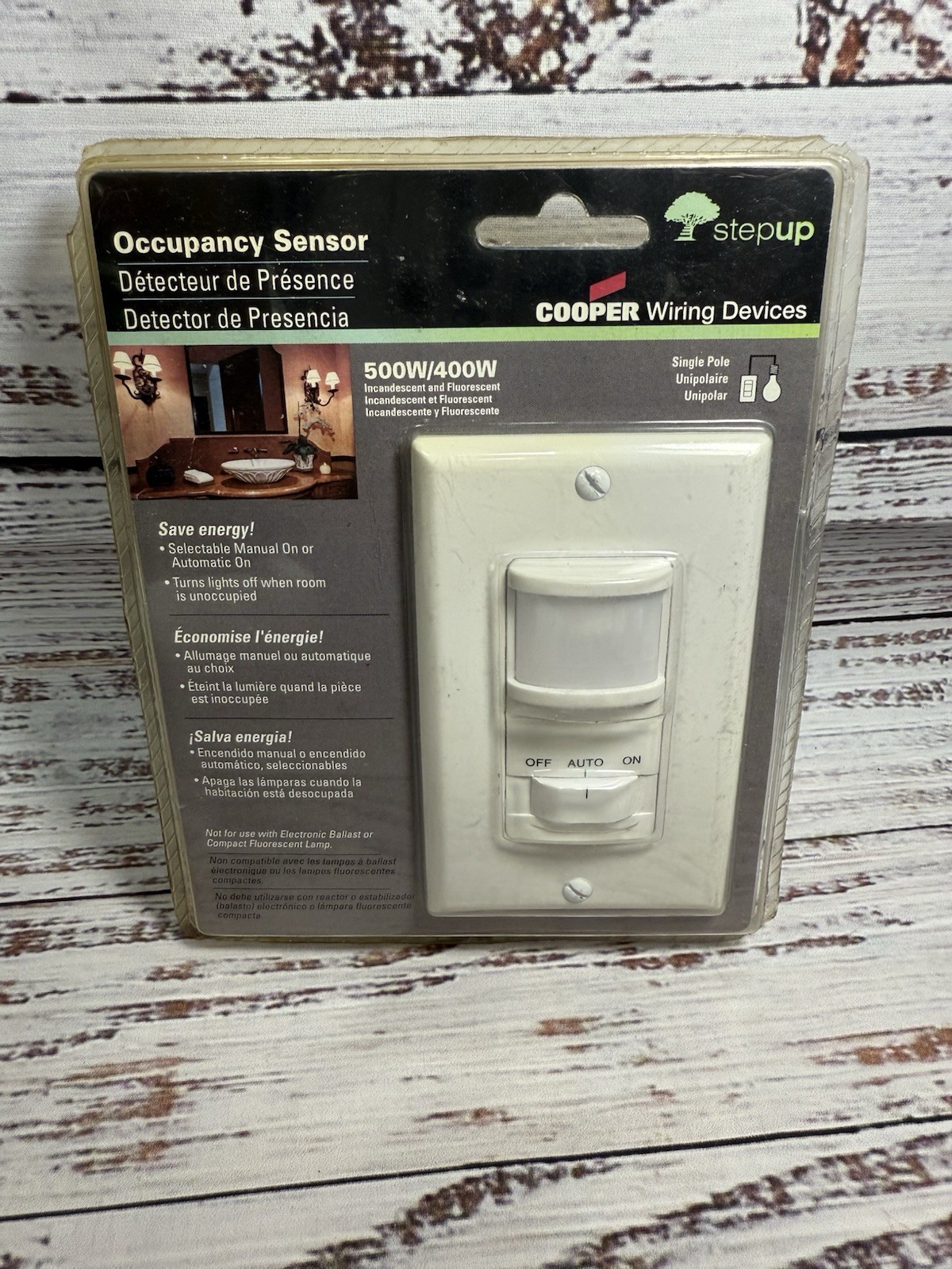 Cooper Stepup Occupancy Sensor K6109W-L – Manual On, Automatic On, Off Switch