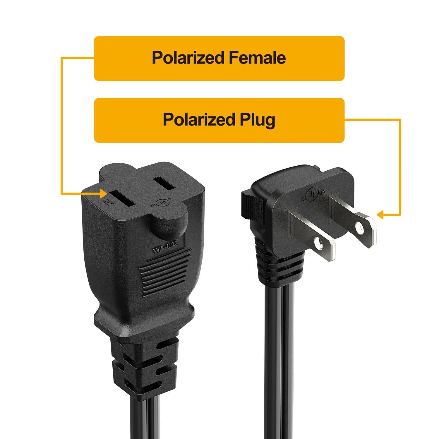 [6-Feet] On Off Switch Extension Cord, Right Angle 2-Prong Polarized Extensio…