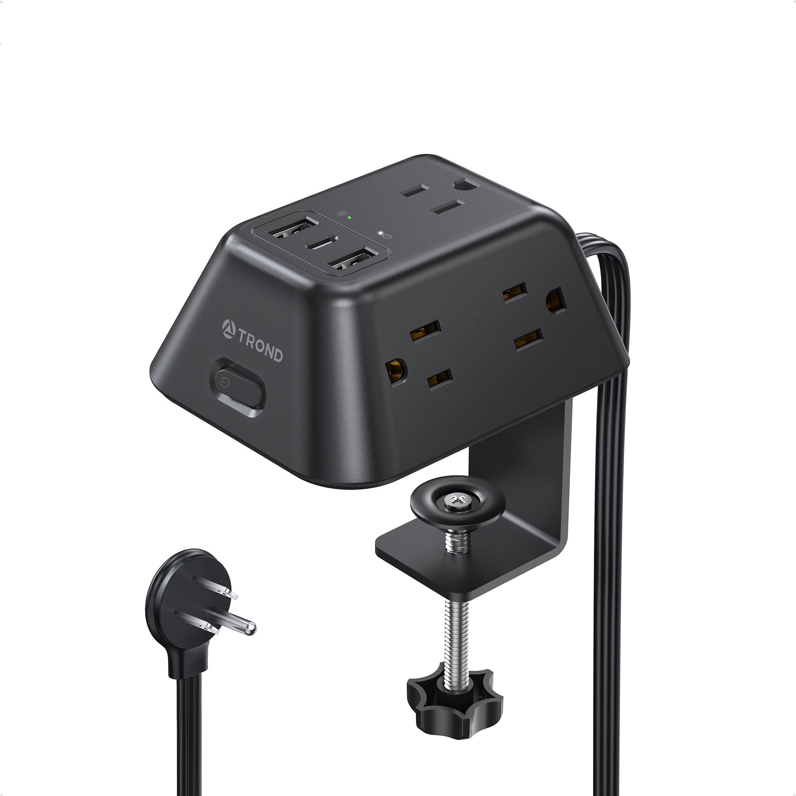 TROND Desk Clamp Power Strip with 5 AC Outlets and 3 USB 6FT (2U1C), Black