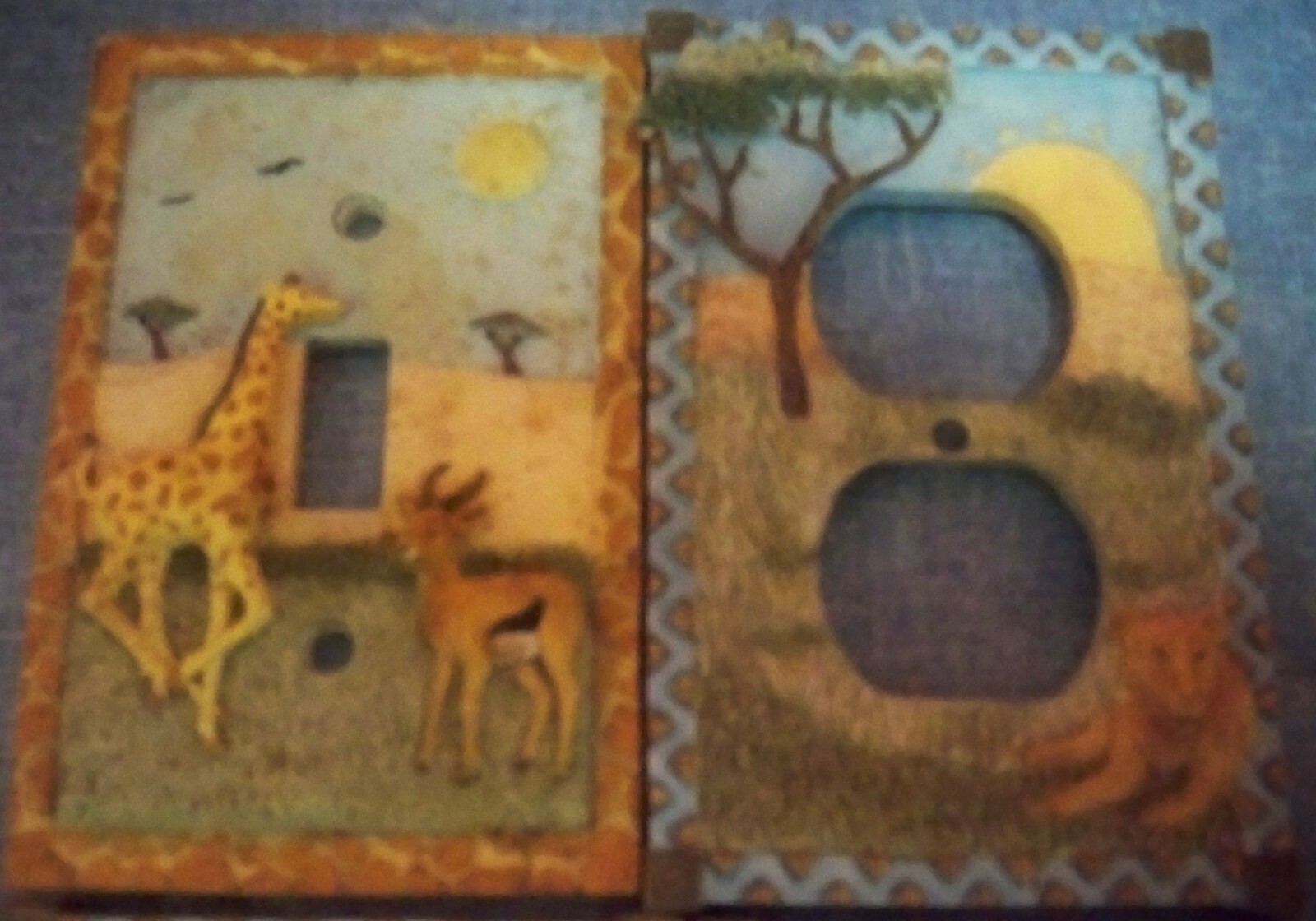 Set of 4 Borders Unlimited Switchplate & Outlet Covers Safari Jungle Animals