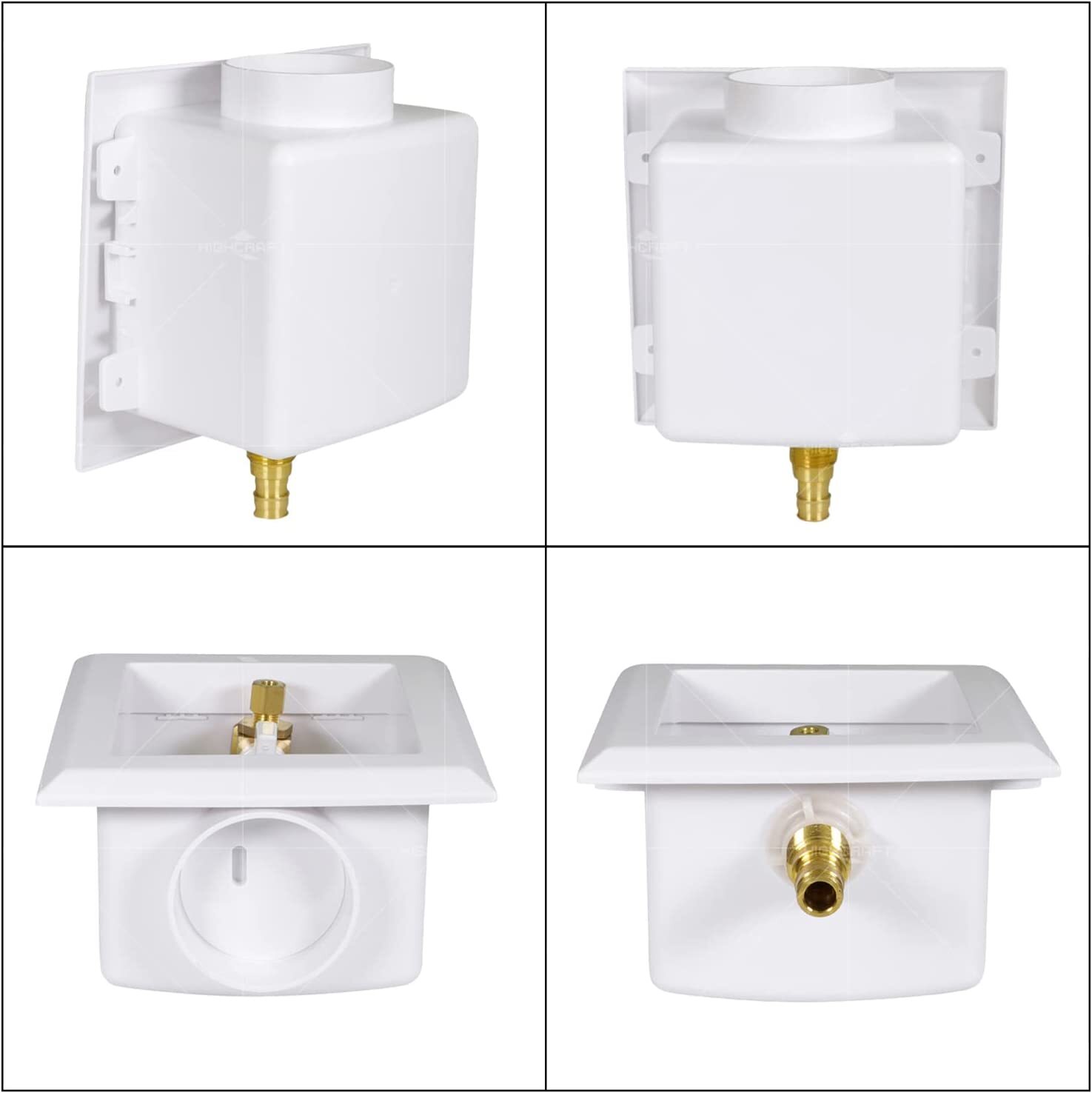 Icemaker Outlet Box with Mount Valves 1/2”in PEX A White ABS (Single) Expansion