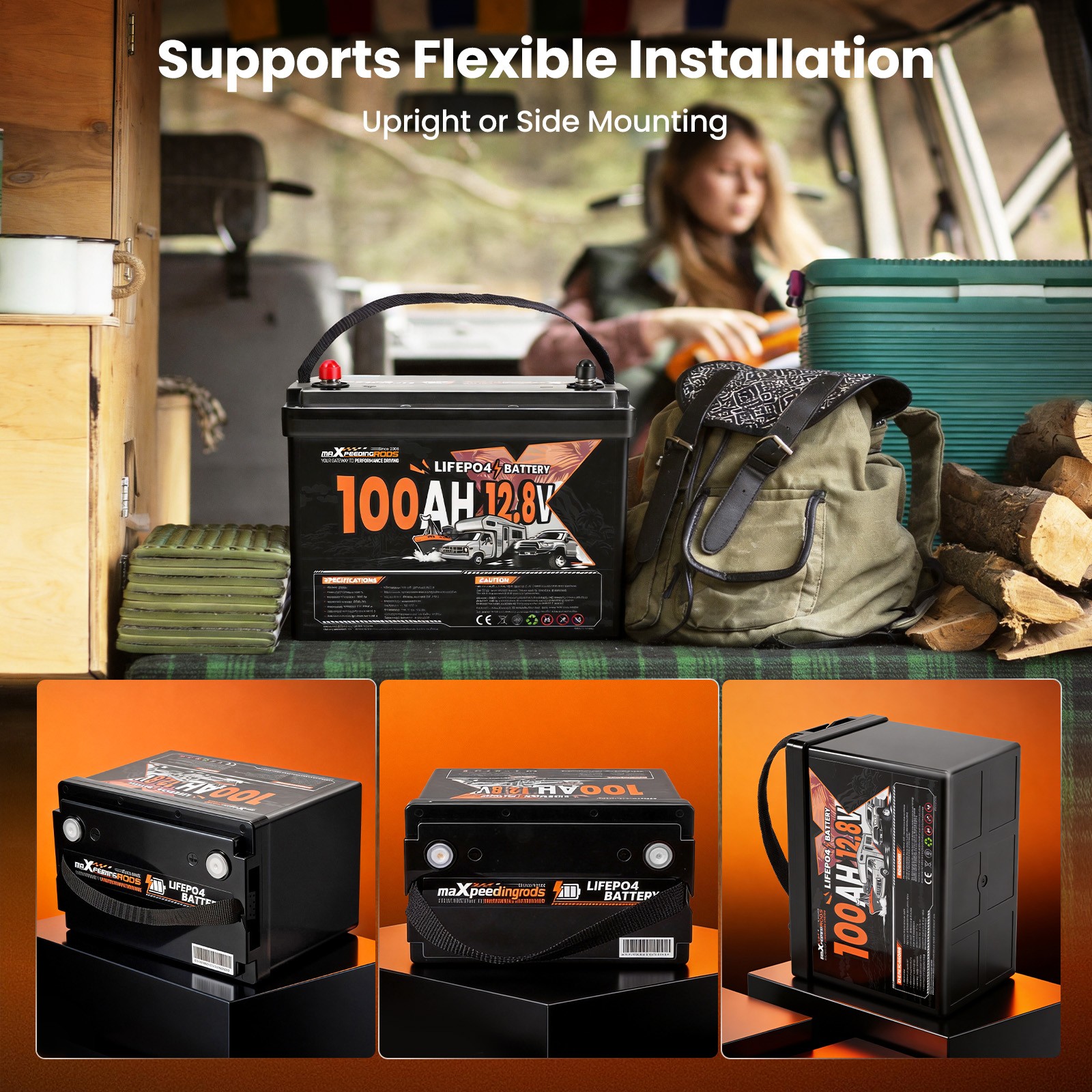 12V 100Ah Lithium LiFePO4 Battery for RV Boat Caravan,Marine Built-in BMS