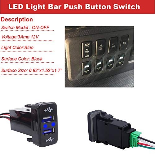 Dual USB Power Socket Charger LED Power Outlet 2.1A Blue LED Light Compatible