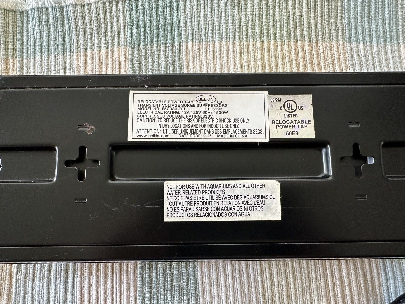 F5C980-TEL Belkin Surge Isolator Multi Protector 8 Outlet 12ft Cord 2960 JOULES