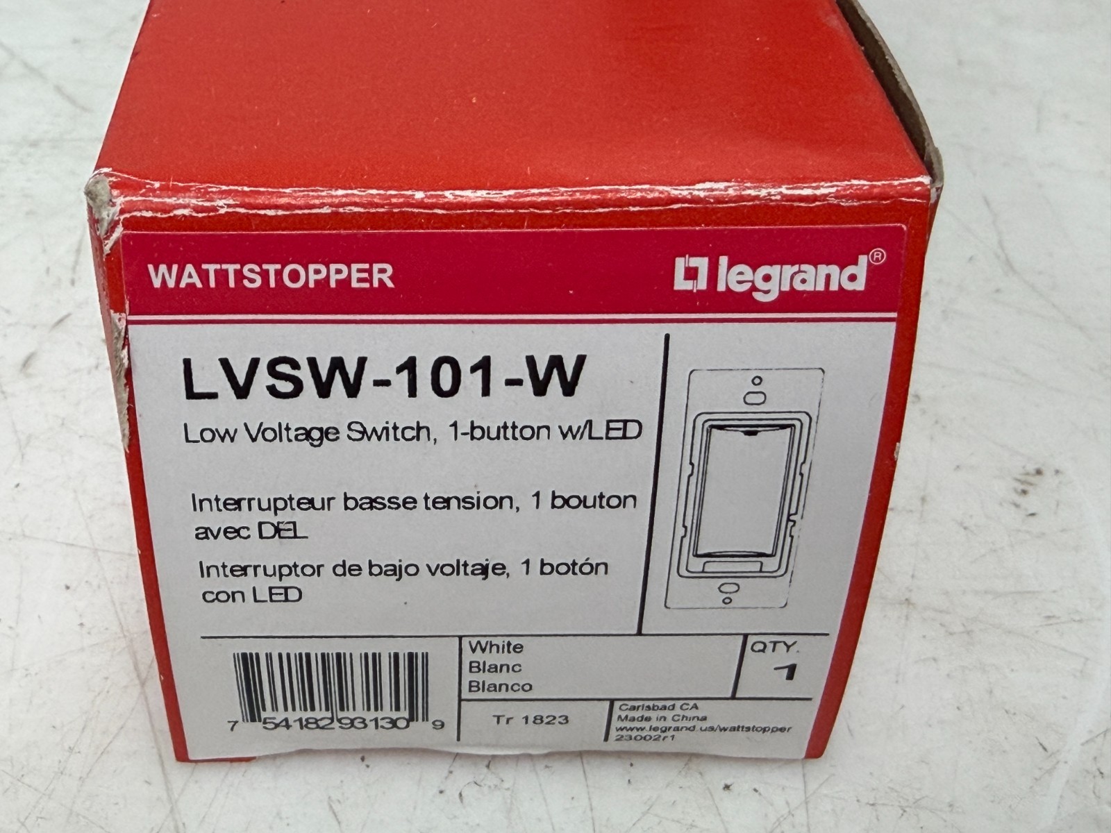 👀NEW LEGRAND WATTSTOPPER WHITE LOW VOLTAGE LED SWITCH 1 BUTTON LVSW-101-W