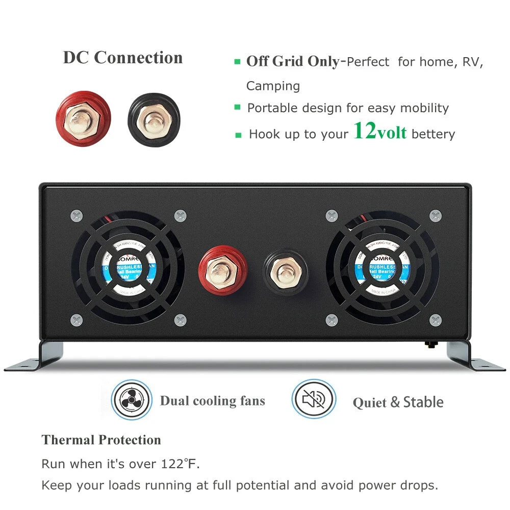 12v to 120V Pure Sine Wave Inverter 1500W for auto workshop or solar system