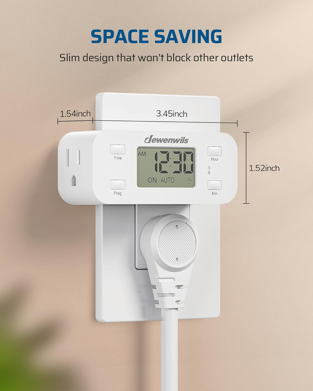 DEWENWILS 24 Hour Programmable Digital Timer Outlet,Timers,3 Prong,1/2 HP,1 Pack