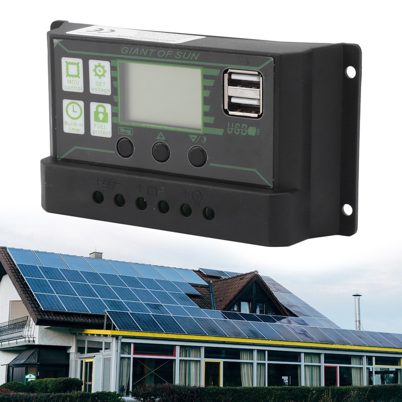 Hot (200A)Solar Charge Controller LCD Display Dual USB Port PWM Charging ABS 5V