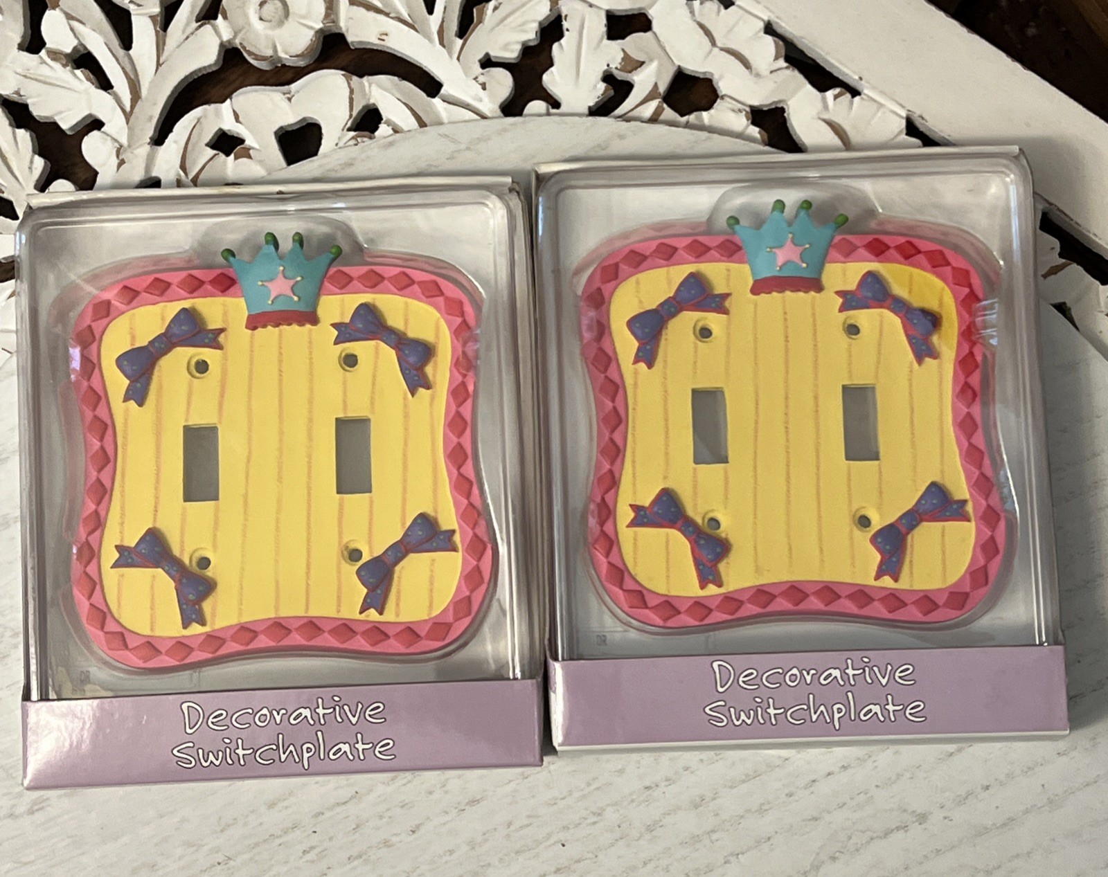 Lot of 2 Borders Unlimited Little Princess Decorative Dual Light Switchplate Set