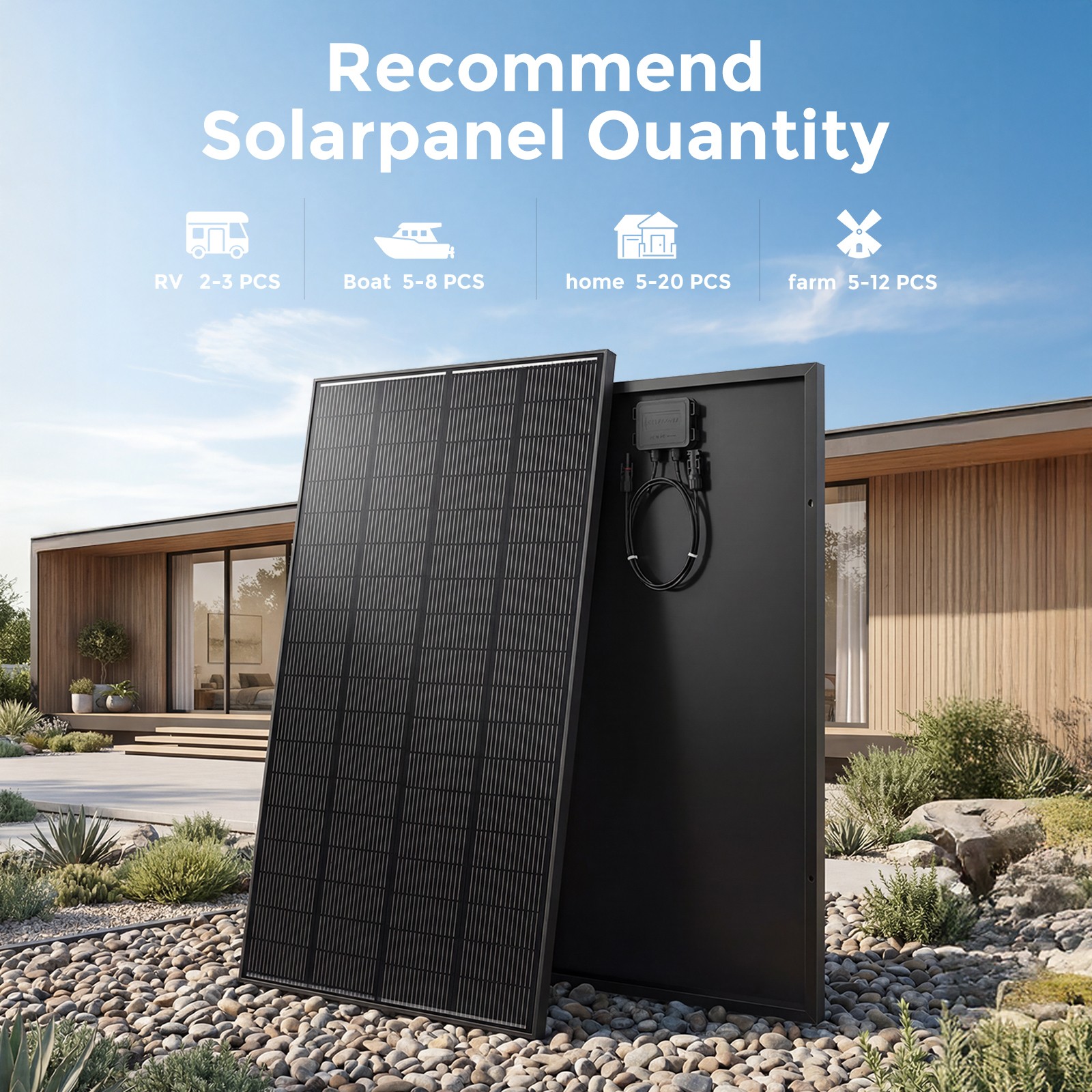 200W Watt Solar Panel Monocrystalline 12V N-Type Home RV Camping Boat Off-Grid