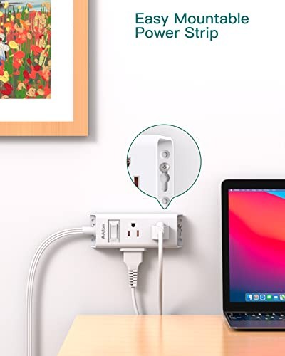 Flat Plug Power Strip 6 Outlet 5ft Extension Cord No Surge Protector Cruise