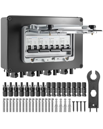 32A Solar DC Circuit Breaker Box 4 Strings, 12–1000V Solar Panel Disconnect
