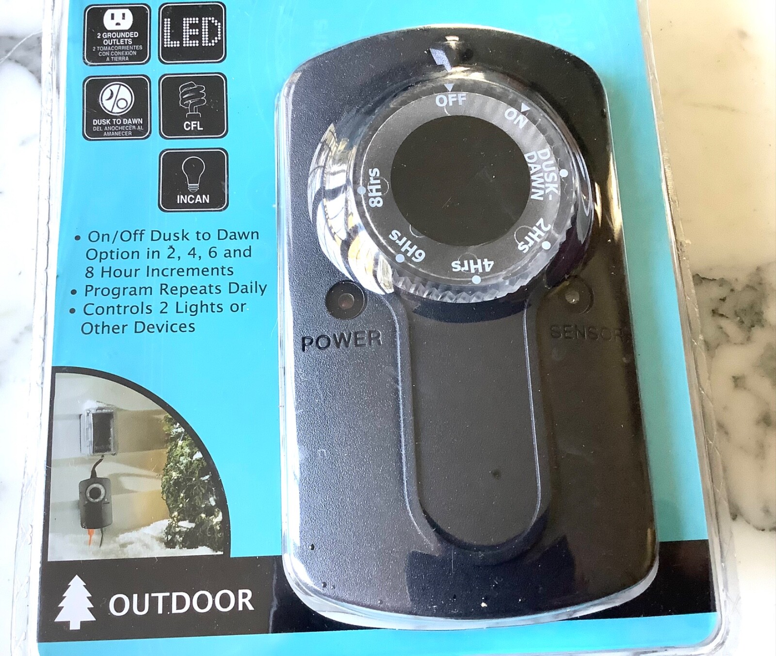ECO Plugs Mechanical TIMER OUTDOOR 1001 804 616 / 2 4 6 8 Hr. Dusk/Dawn 2 OUTLET