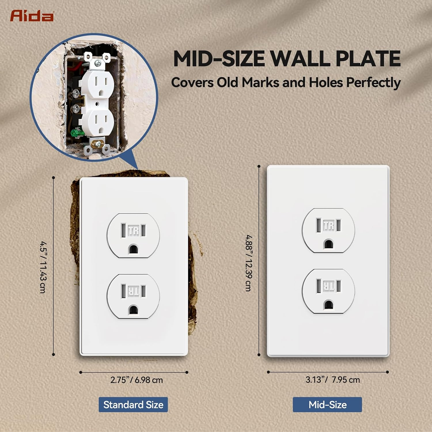 1-Gang Midsize Screwless Duplex Outlet Covers, Matte White, 4-Pack Unbreakabl…