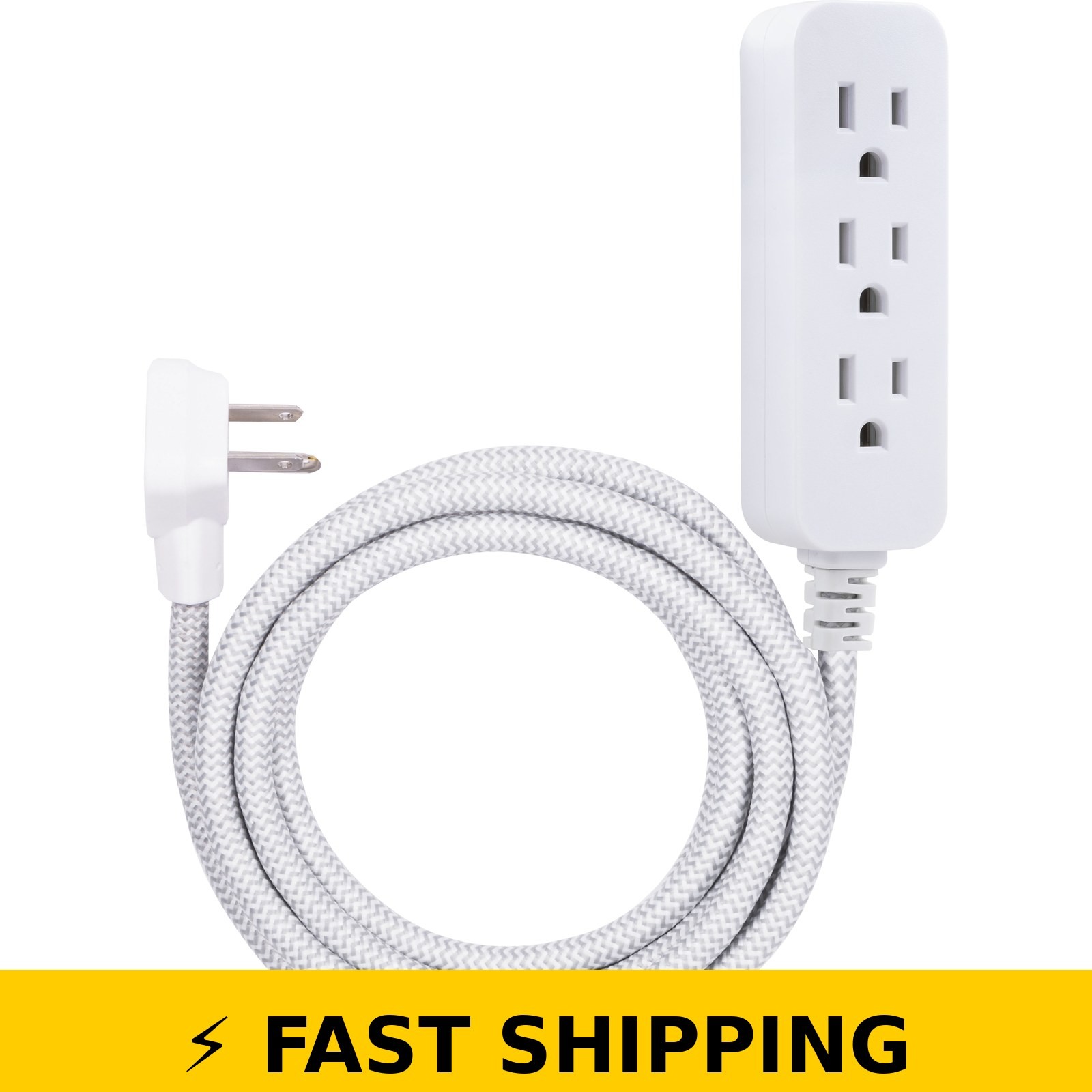 Cordinate 10ft 3-Outlet Extension Cord, Gray