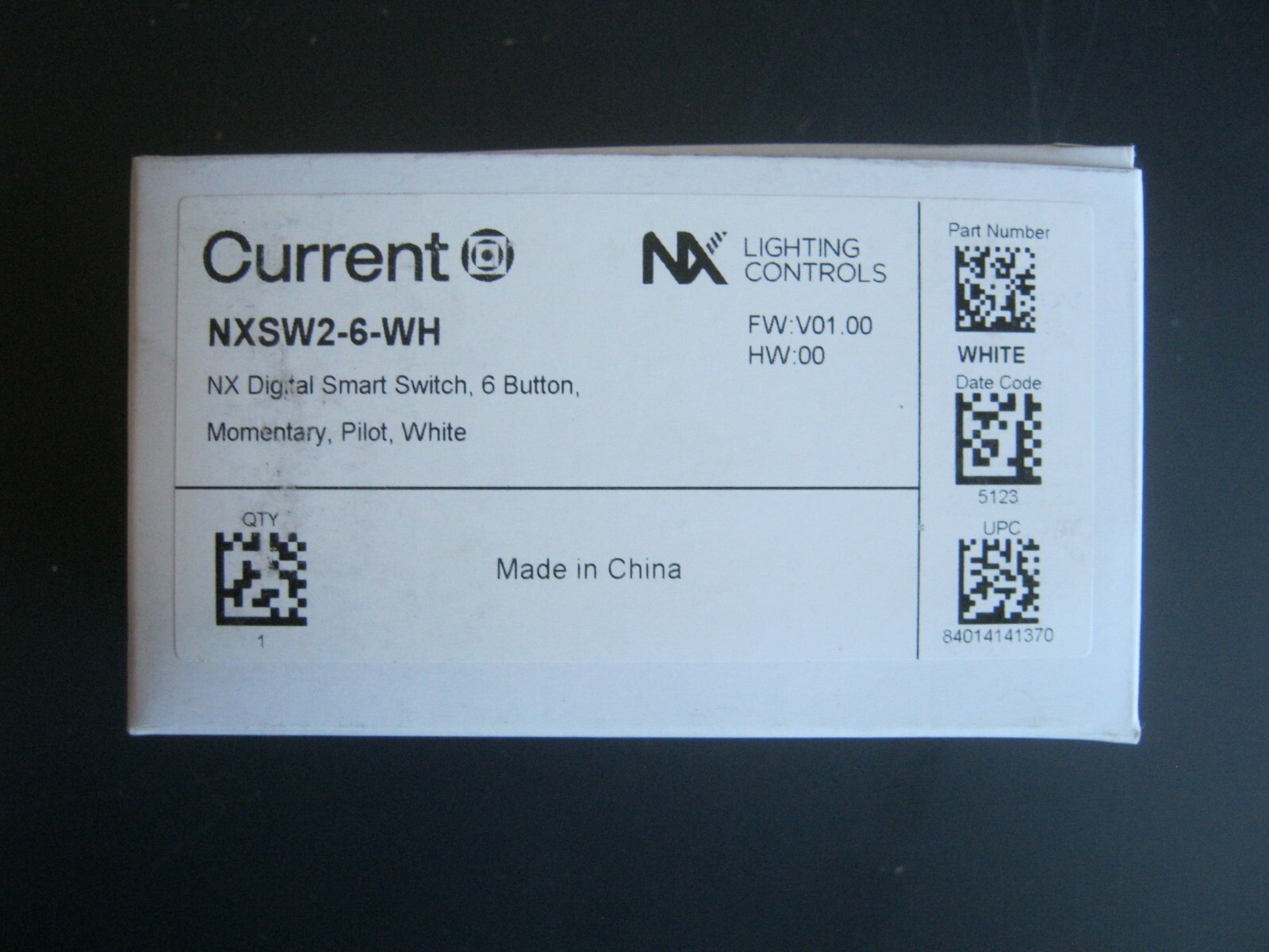NEW Current NXSW2-6-WH NX Digital Smart Switch 6 buttons white