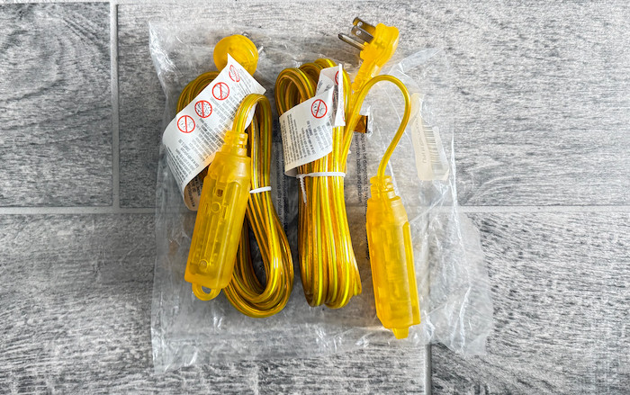 Royal Designs 8ft Flat Plug Extension Cord 3 Outlet Gold Set of 2