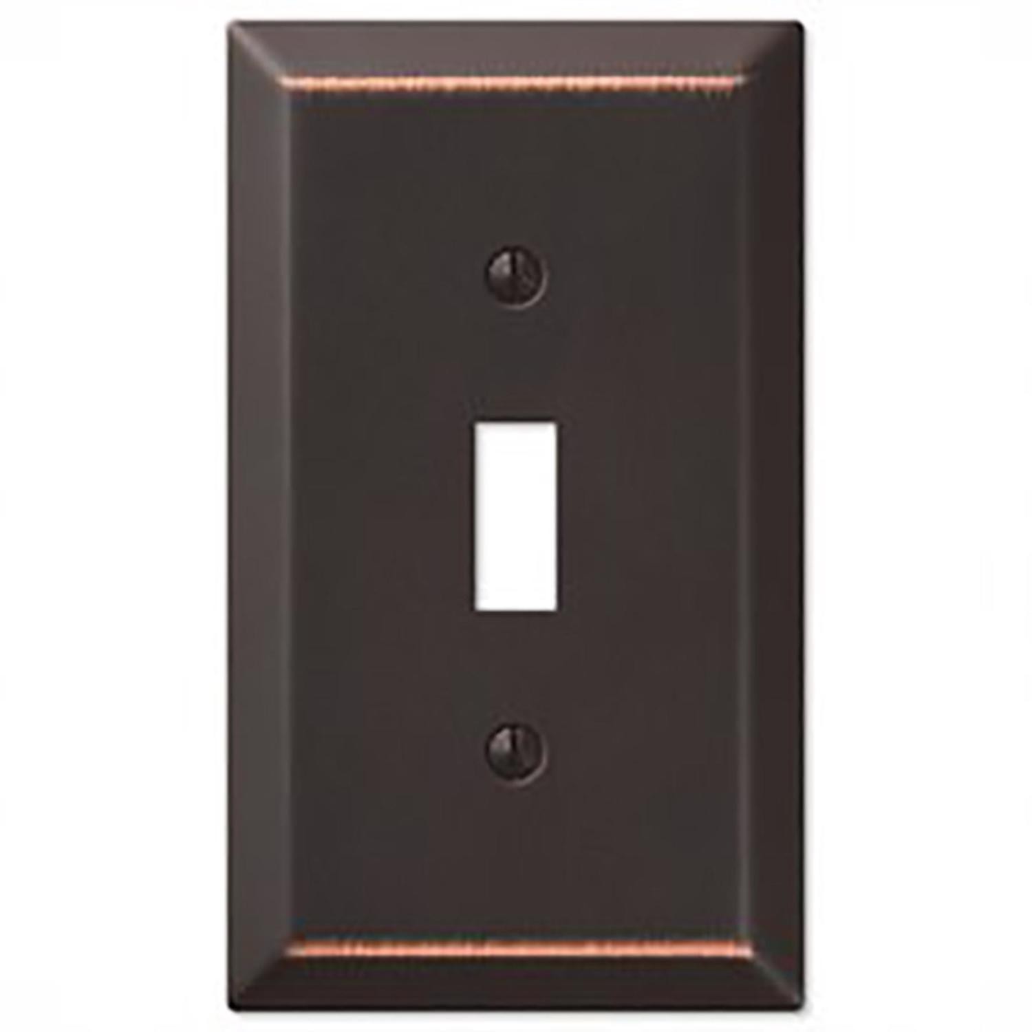 Amerelle 163TDB Aged Bronze Traditional Steel Wallplate with 1-Toggle