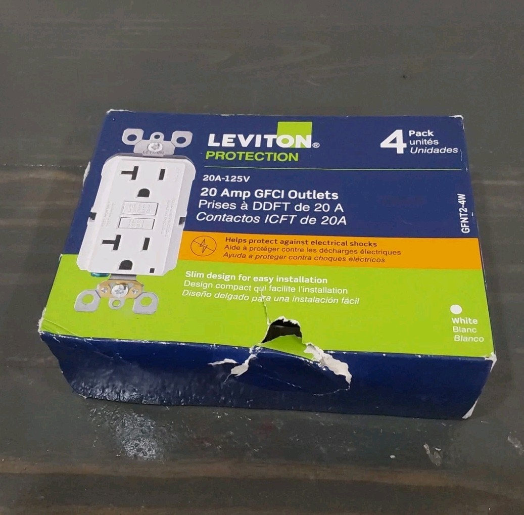 Leviton (M32-GFNT2-4W) GFCI Outlet- 4 Pack. NEW F3