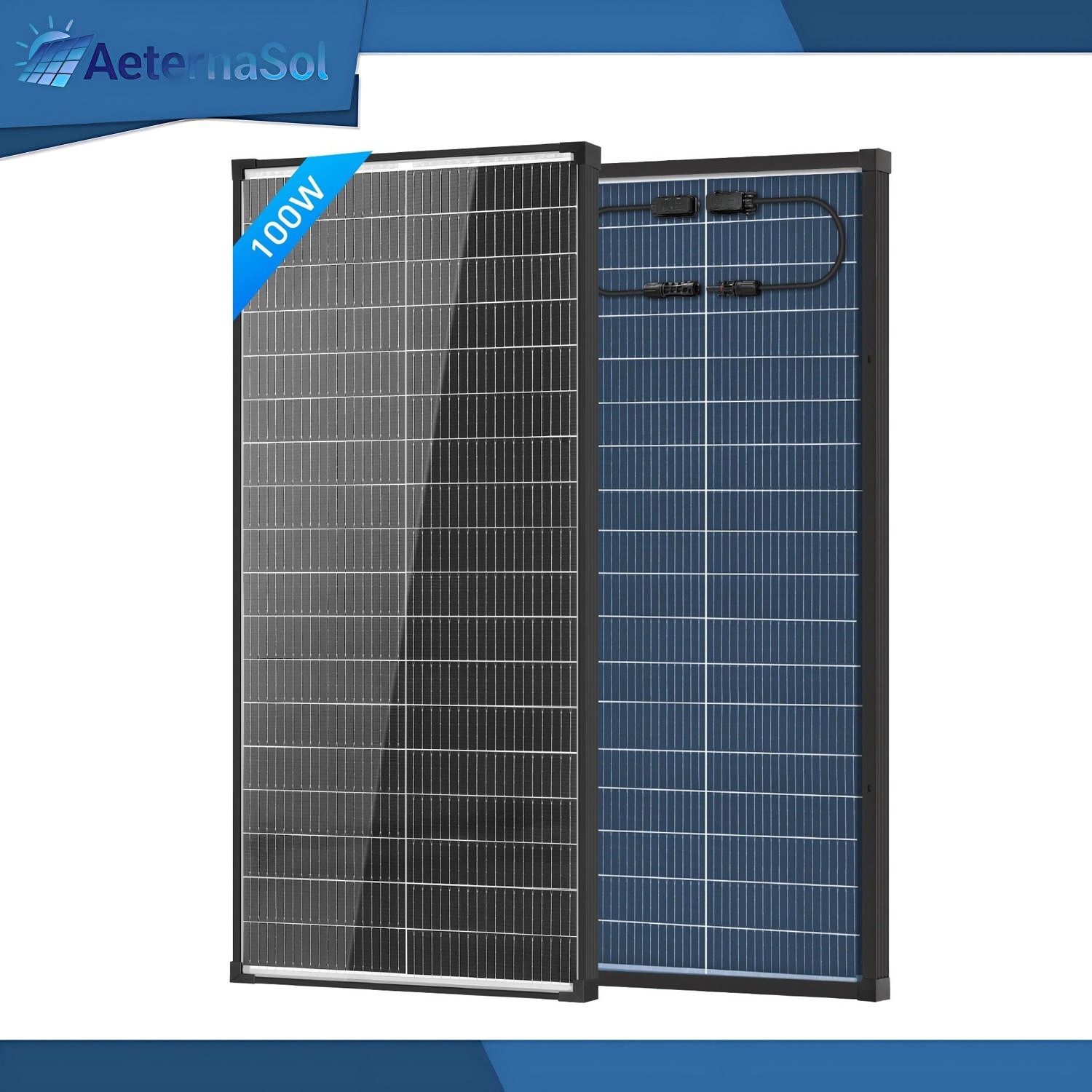 Bifacial 100W Watt 18V Solar Panel 18BB Mono N-Type PV Home RV Battery Charger