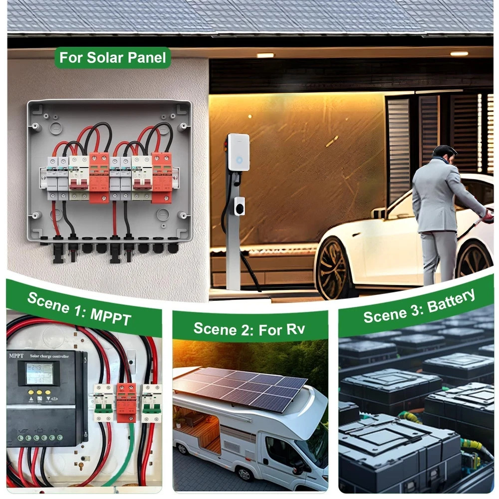 2P 40KA Voltage Surge Protector DC 1000V Solar PV Lightning Arrester Device f…
