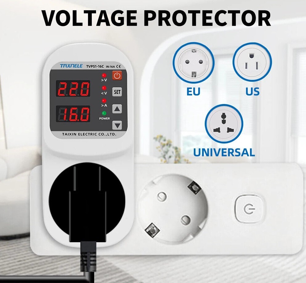 16A Voltage Protector Over Under Current Adjustable Surge Protection 220V 110V