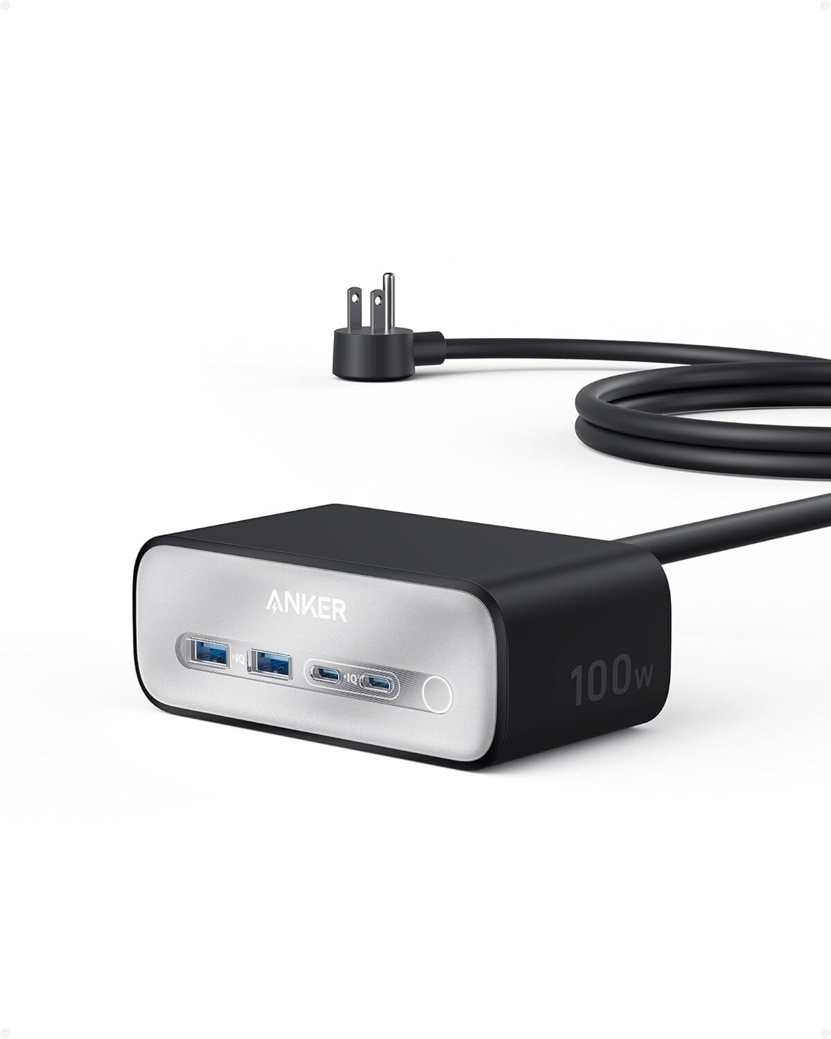 Anker 321 Power Strip Flat Plug w/ 3 Outlets Dual USB & USB-C Charging Ports 5ft