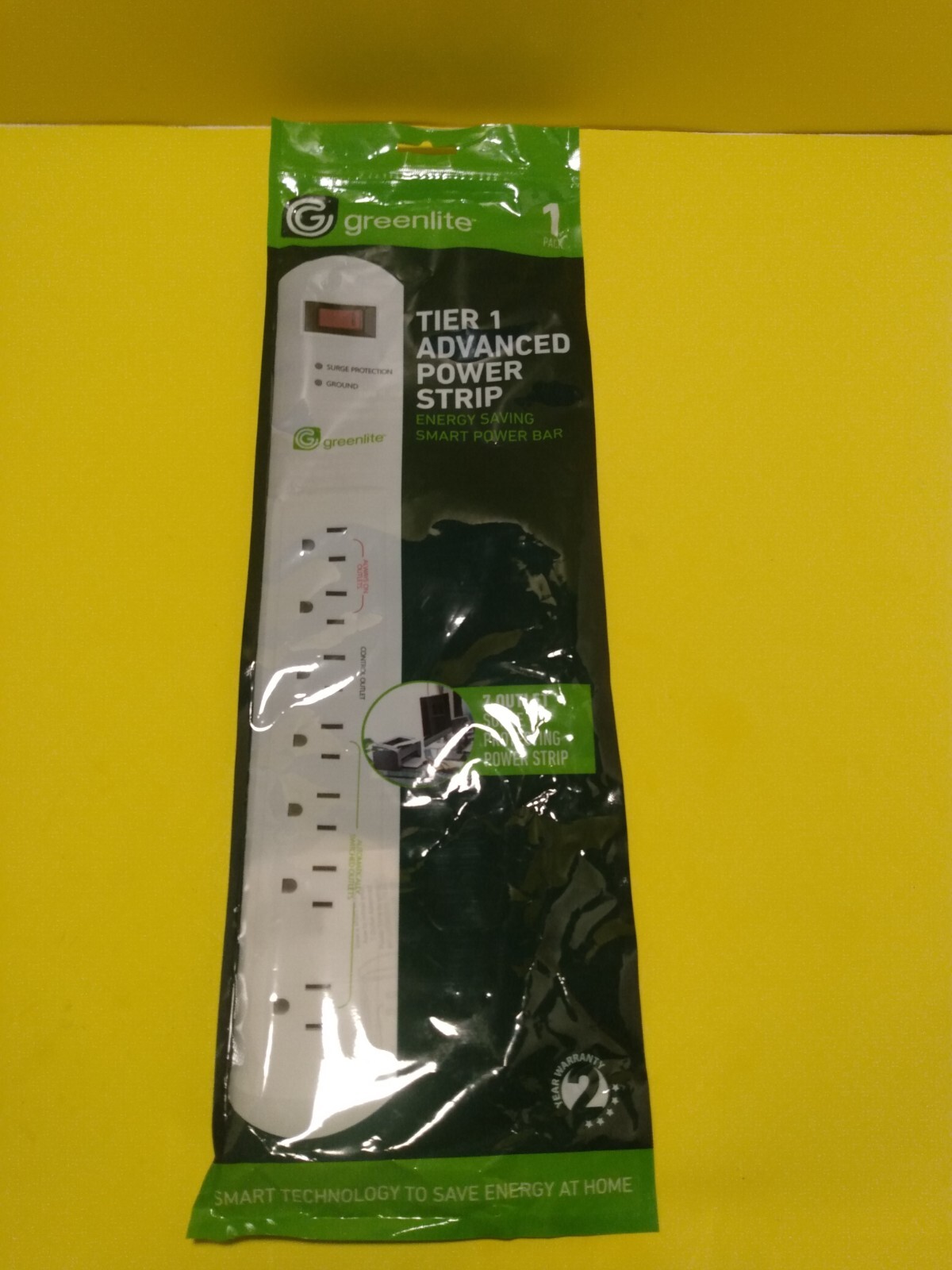 One Greenlite Tier 1 Advanced Current Sensing 7 Outlet Power Strip Laptop PC TV