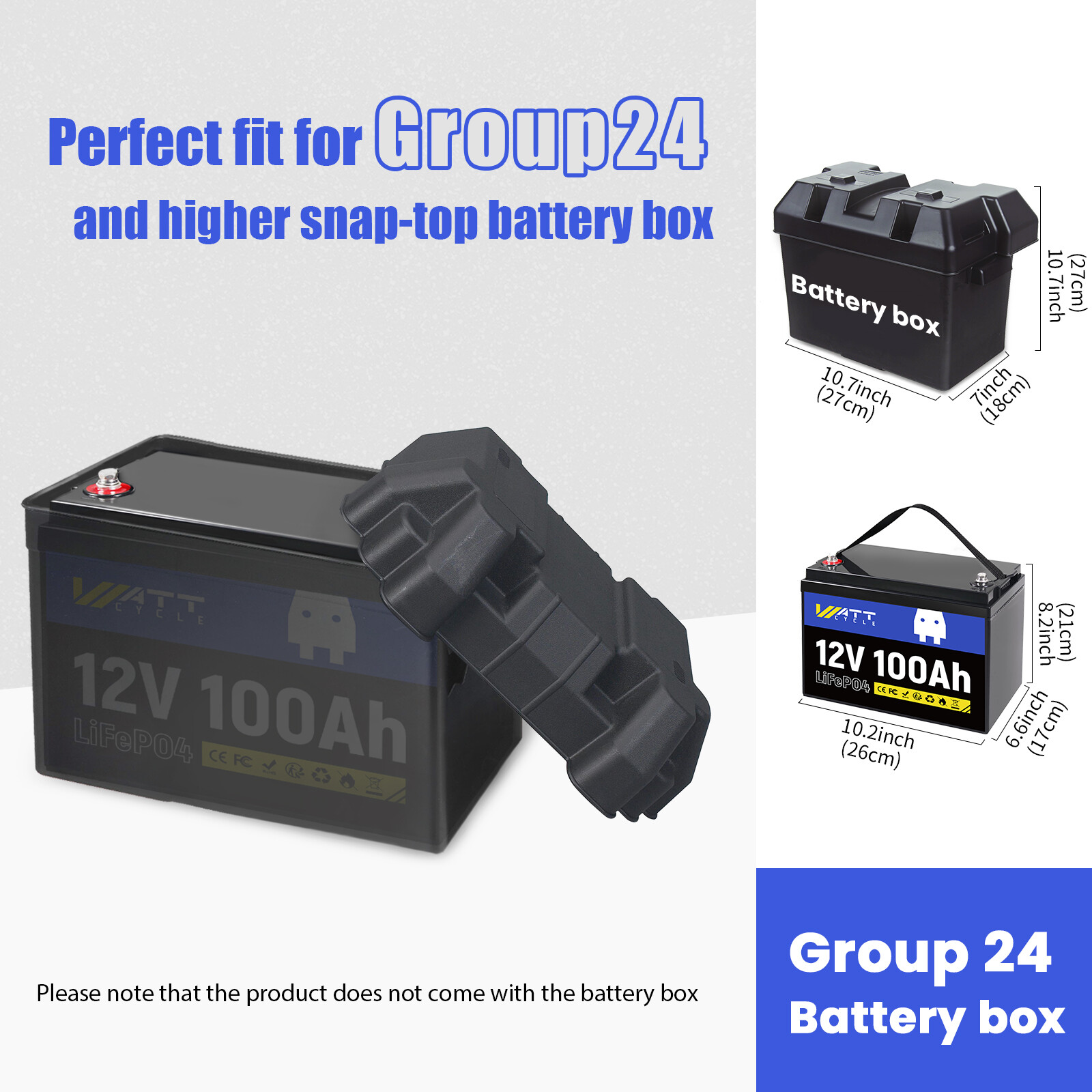 WattCycle 12V 100Ah LiFePO4 Lithium Battery Deep Cycle for Solar Trolling Motor