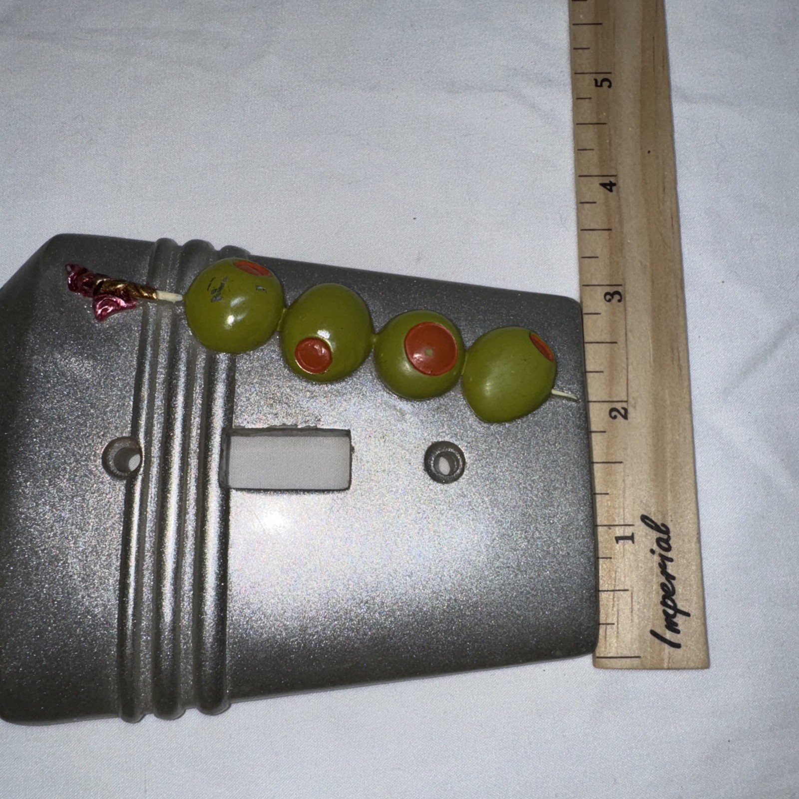 Borders Unlimited Resin Light Switch Plate Bar Martini Shaker Faux Steel