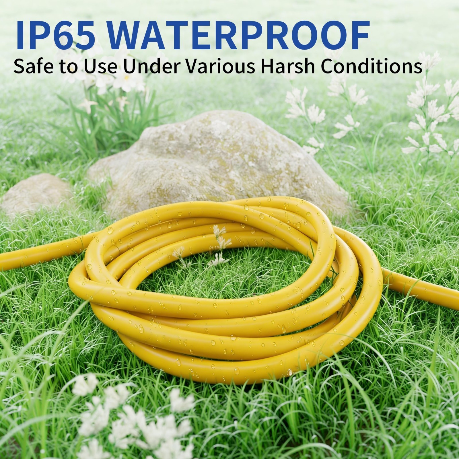 50ft Heavy Duty Extension Cord, 10/3 Gauge, Waterproof, Flexible, Lighted 15A 12