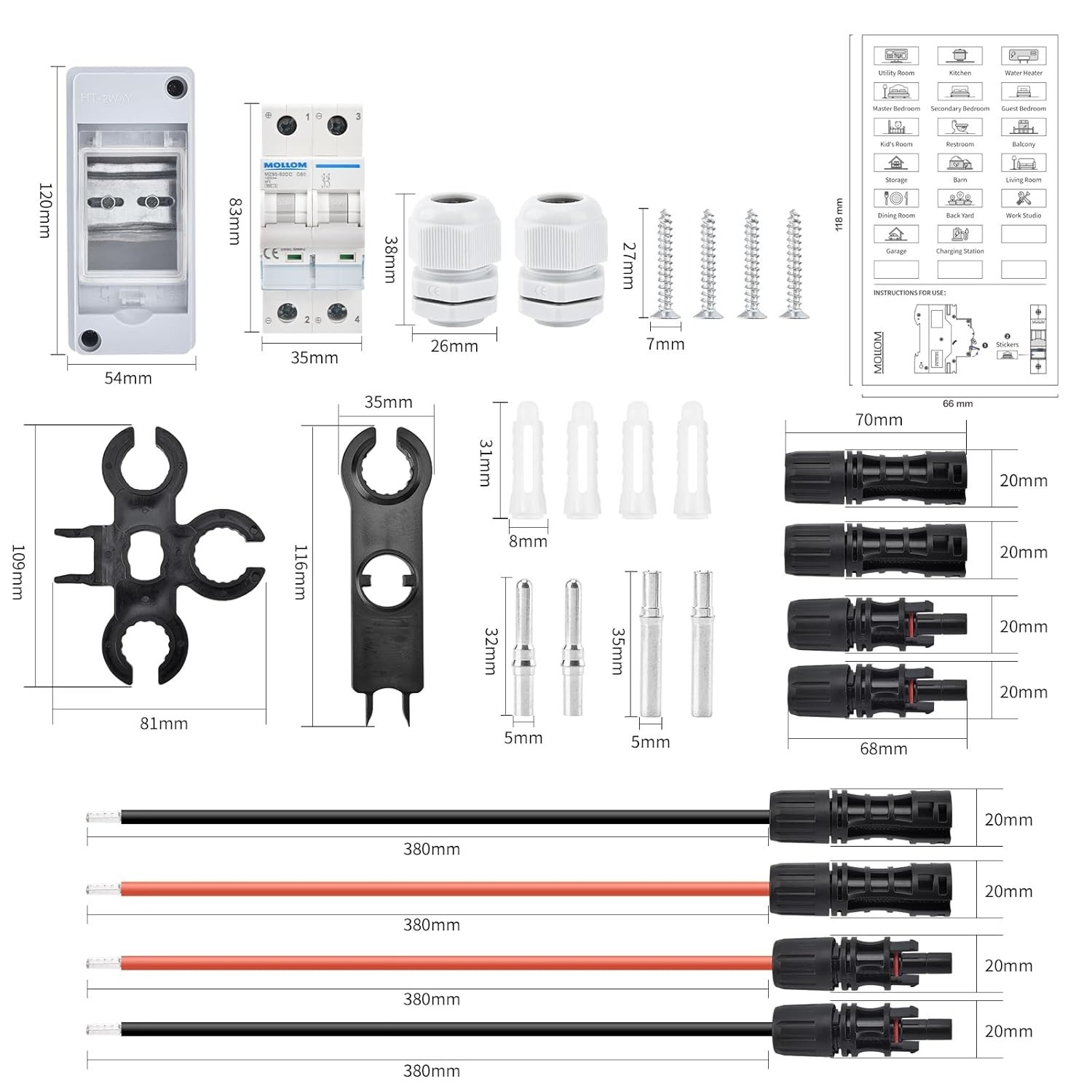Solar Panel Disconnect Switch 1000V 60A Breaker Box for PV Home Outdoor