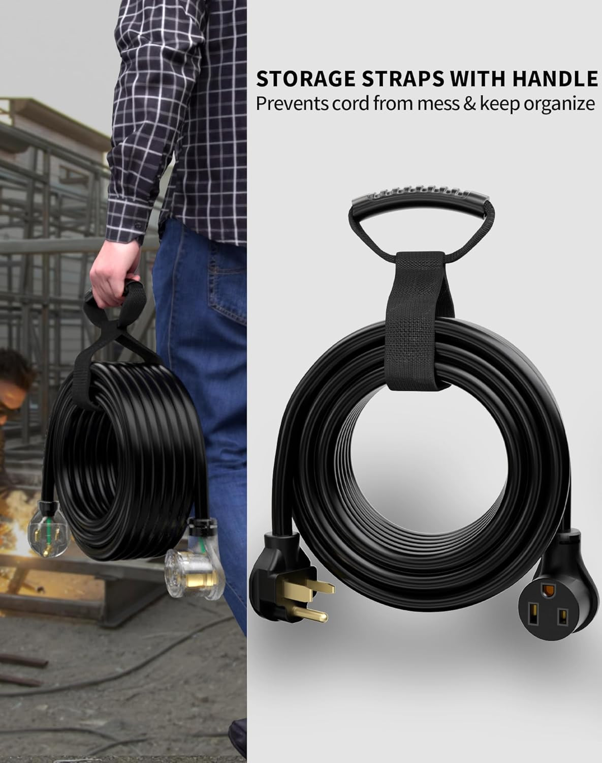50 Foot 30 Amp 10 Gauge 250V NEMA 6-50P to 6-50R 3 Prong Welder Extension Cord,