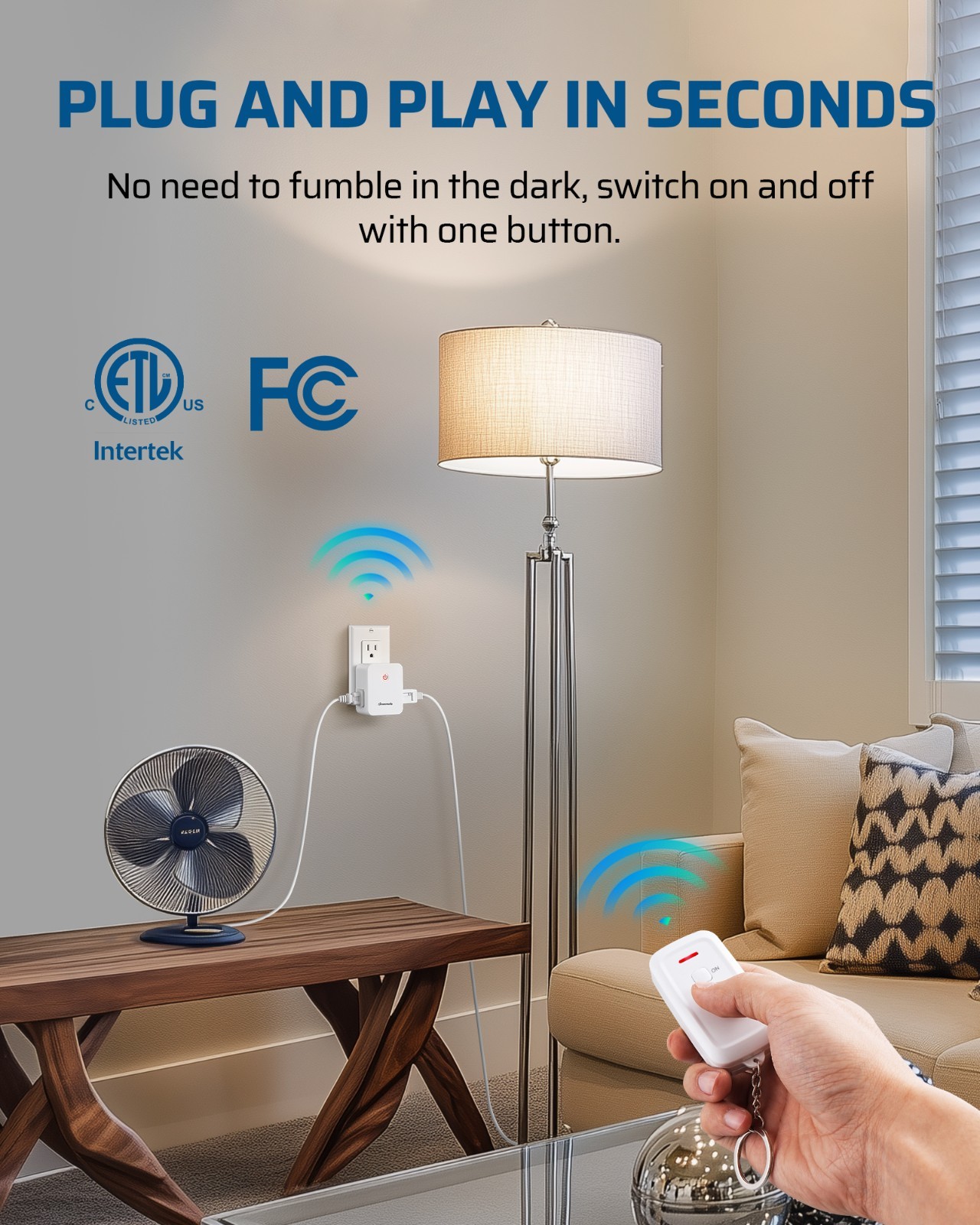 DEWENWILS Wireless Remote Control Electrical Outlet Switch 2 Side Outlets