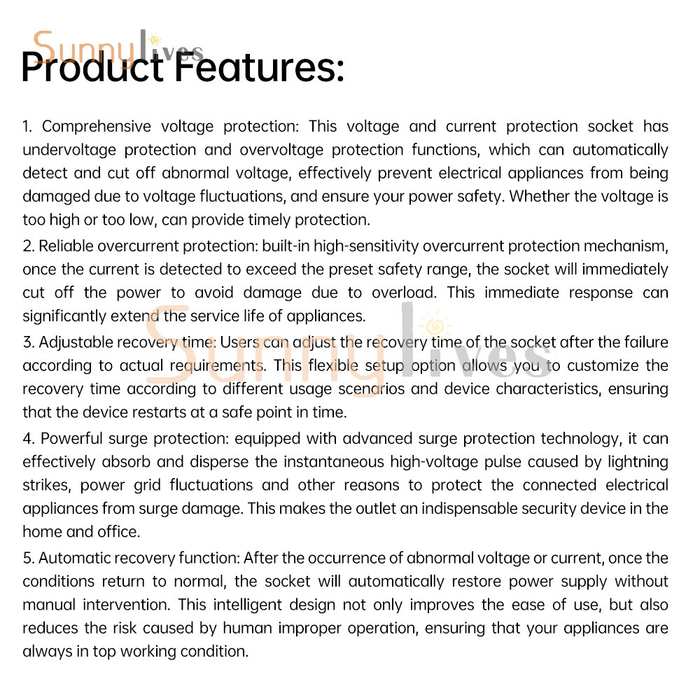 AC 220V LED Voltage Current Protection Socket Over/Undervoltage Adjustable 16A