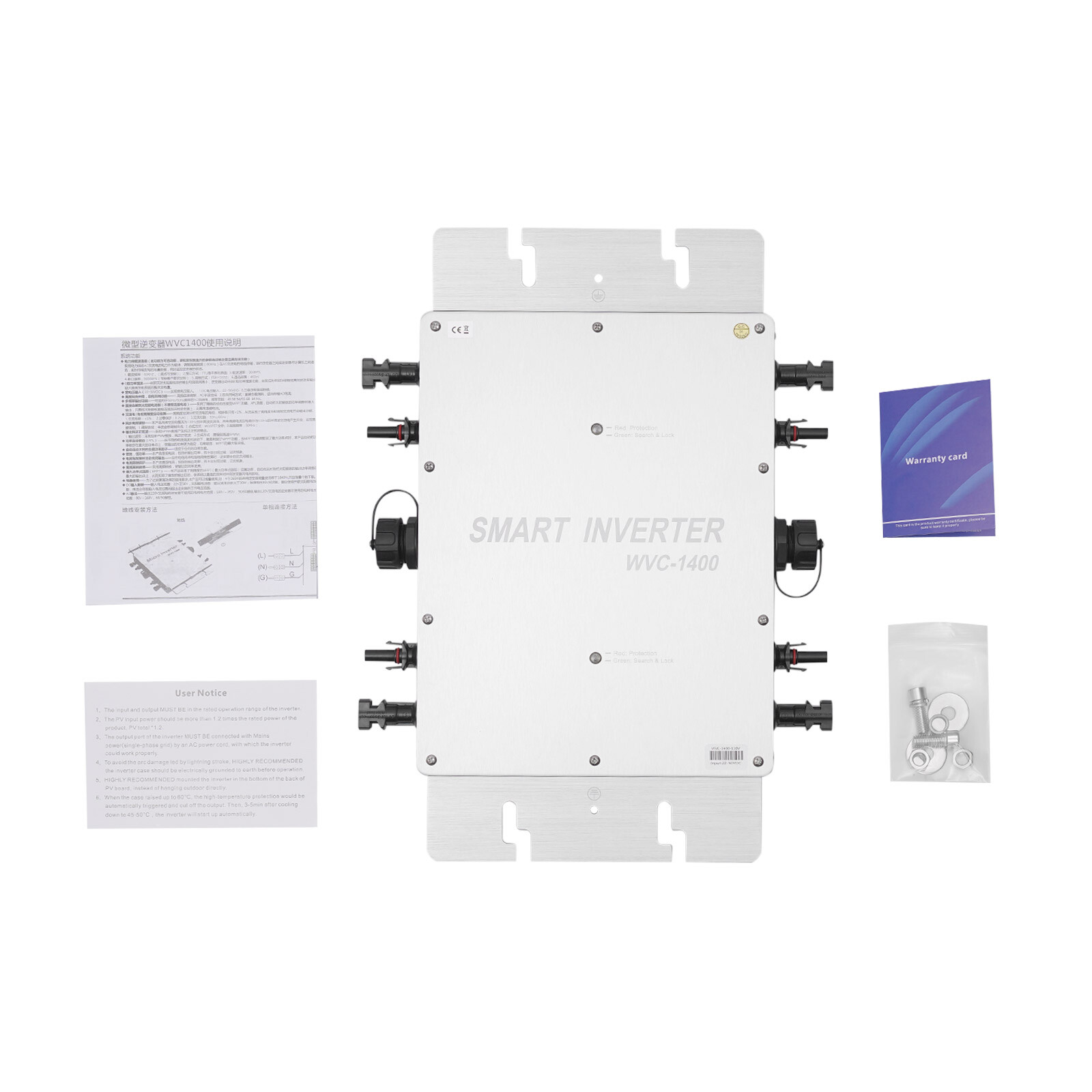 1400w Solar Micro Inverter Grid Tie Mppt Pure Sine Wave Dc To Ac 110v Waterproof