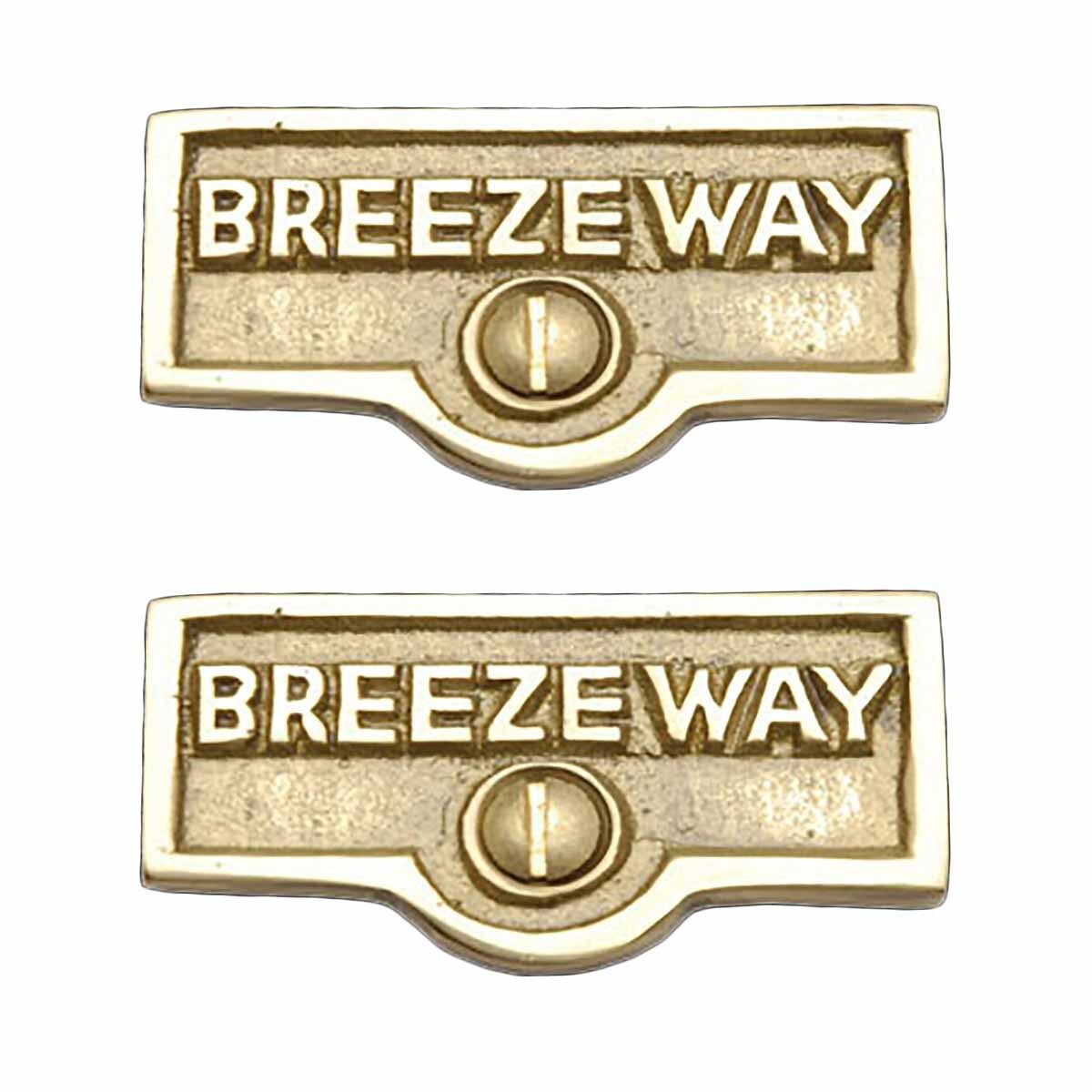 Switch Plate Tag “BREEZEWAY” Name Sign Label Brass Pack of 2 Renovators Supply