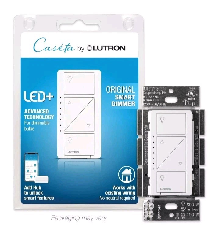 Lutron PD-6WCL-WH-R Caseta Wireless 150-Watt Multi-Location In-Wall Dimmer